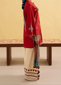 DHANAK 3pc Embroidered Dress With Printed Shawl ka-1016