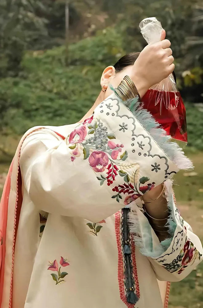 3PC DHANK EMBROIDERED SHIRT WITH PASHMINA WOOL SHAWL & TROUSER KA-1016