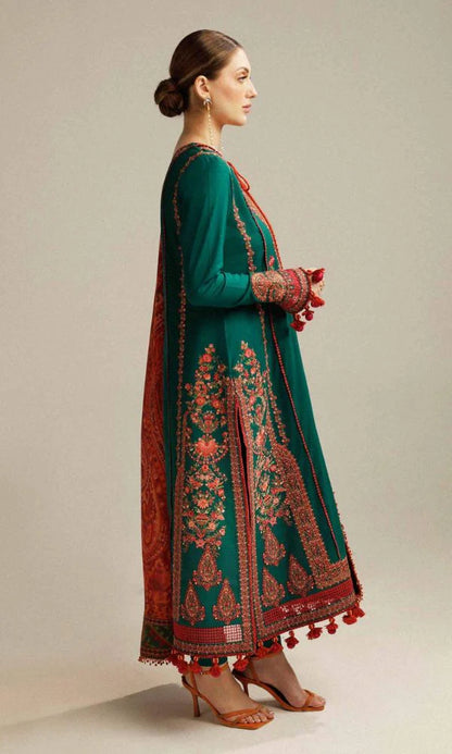 3PC HEAVY EMBROIDERED UNSTITCHED DHANAK SUIT WITH PASHMINA WOOL SHAWL RA-1002
