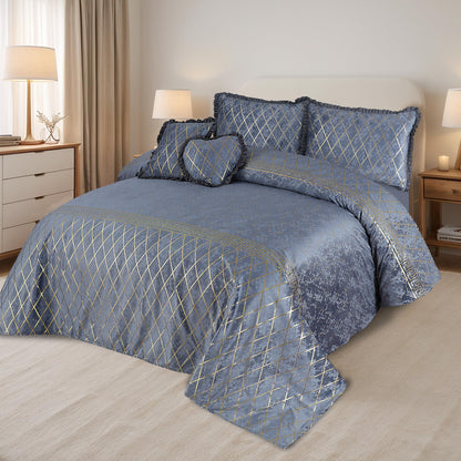 Elixir 5 Pcs Velvet Bedding Set Grey