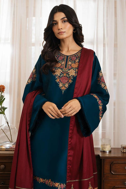 3 PIECE DHANAK UNSTITCHED EMBROIDERED SUIT RM-1006