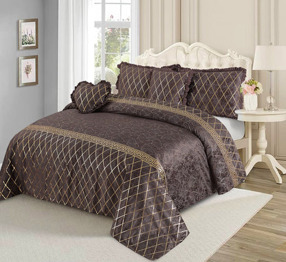 Elixir 5 Pcs Velvet Bedding Set Brown