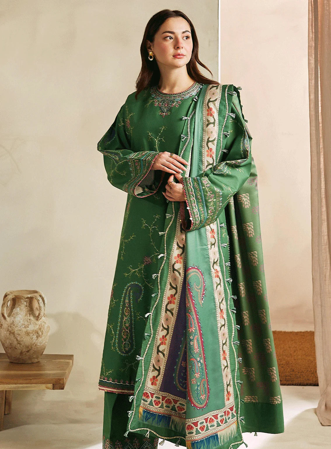 DHANAK 3PC EMBROIDERED UNSTITCHED DRESS BN11103