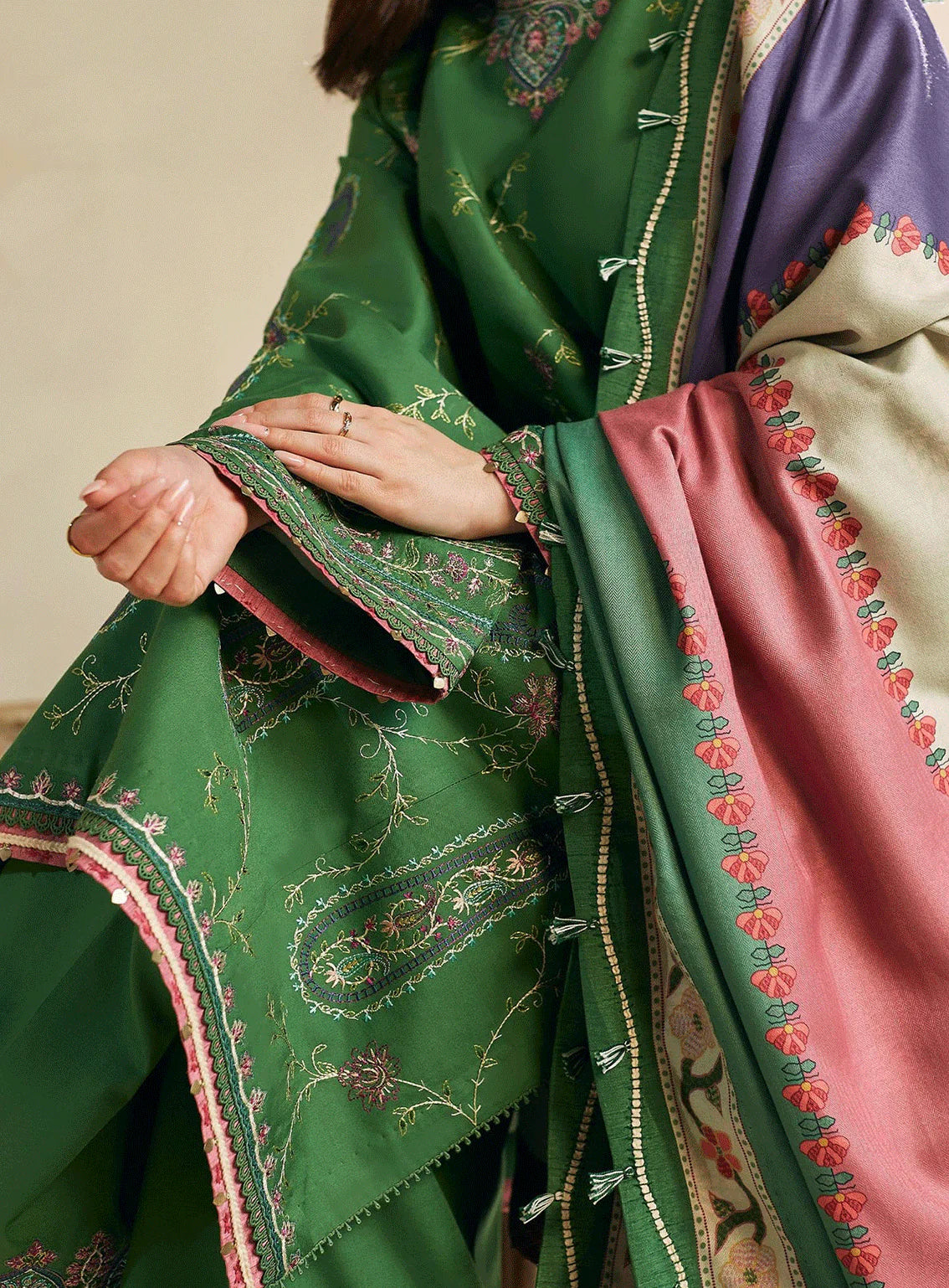 DHANAK 3PC EMBROIDERED UNSTITCHED DRESS BN11103