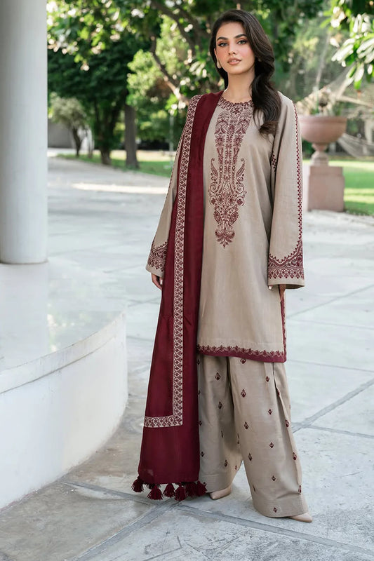 UNSTITCHED HEAVY EMBROIDERED DHANAK SUIT WITH EMBROIDERED DHANAK SHAWL RA-1007