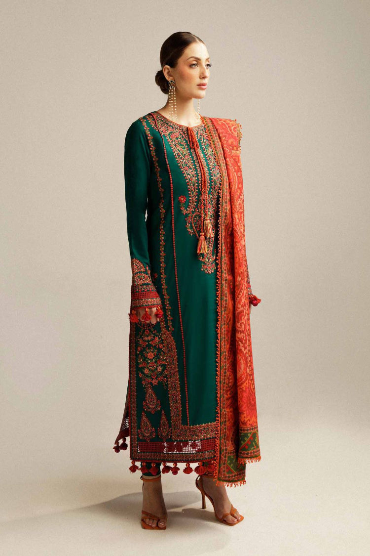 3PC HEAVY EMBROIDERED UNSTITCHED DHANAK SUIT WITH PASHMINA WOOL SHAWL RA-1002