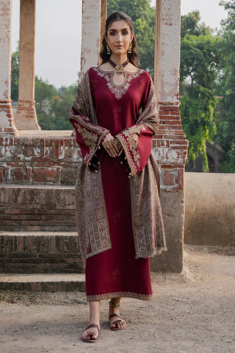 DHANAK 3PC EMBROIDERED SHIRT WITH WOOL PRINTED SHAWL RM-10012