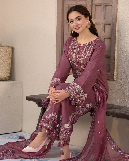 DHANAK 3PC WINTER COLLECTION EMROIDERED DRESS RM-11105