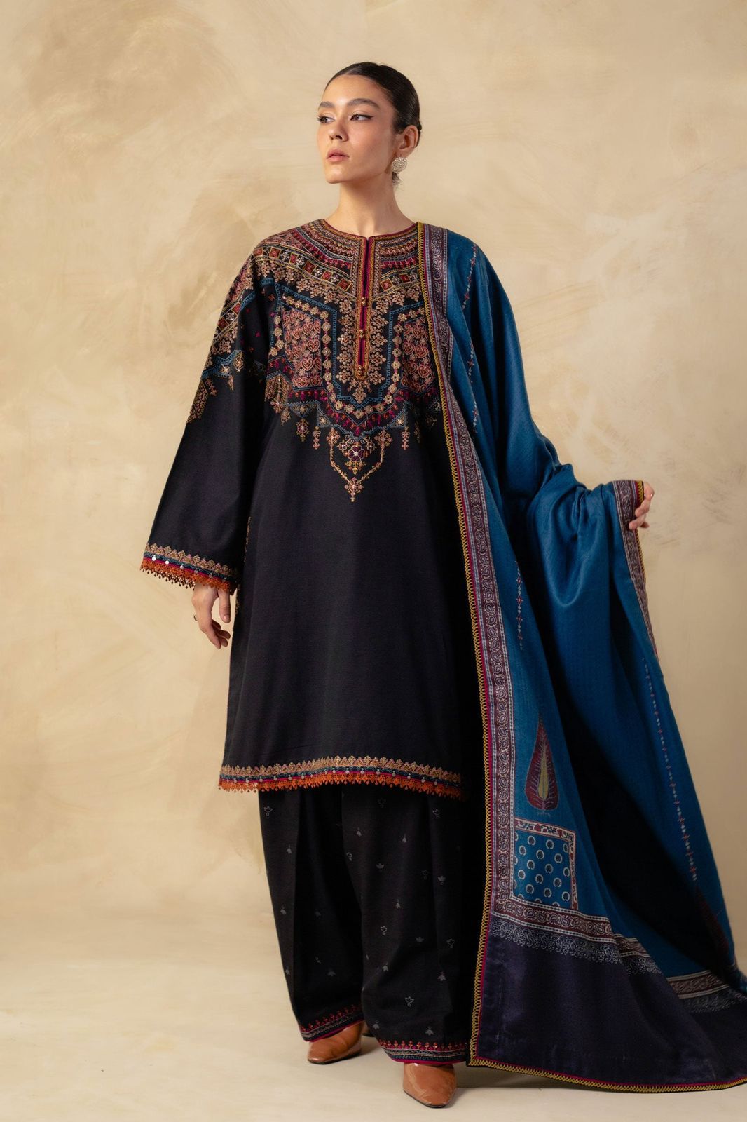 DHANAK 3PC EMBROIDERED UNSTITCHED DRESS BN11106