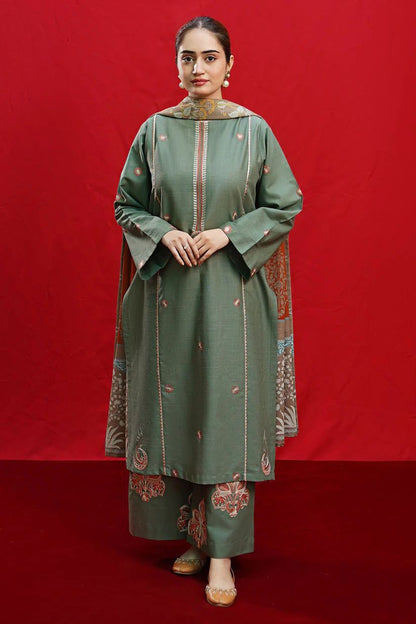 DHANAK 3PC EMBROIDERED UNSTITCHED DRESS BN11101