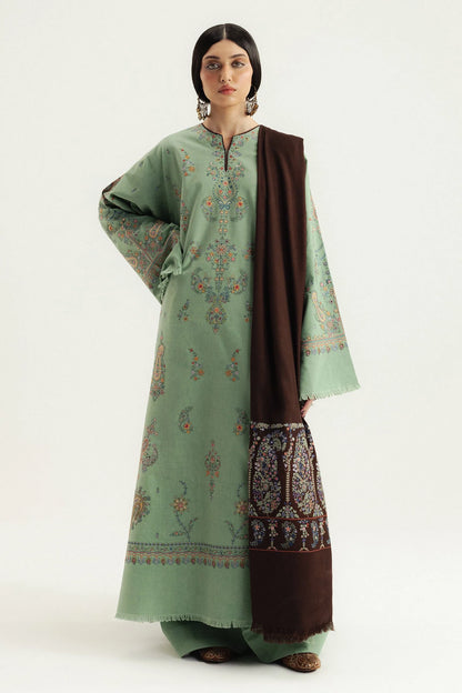 3PC DHANAK EMBROIDERED DRESS WITH EMBROIDERED SHAWL RA-1005