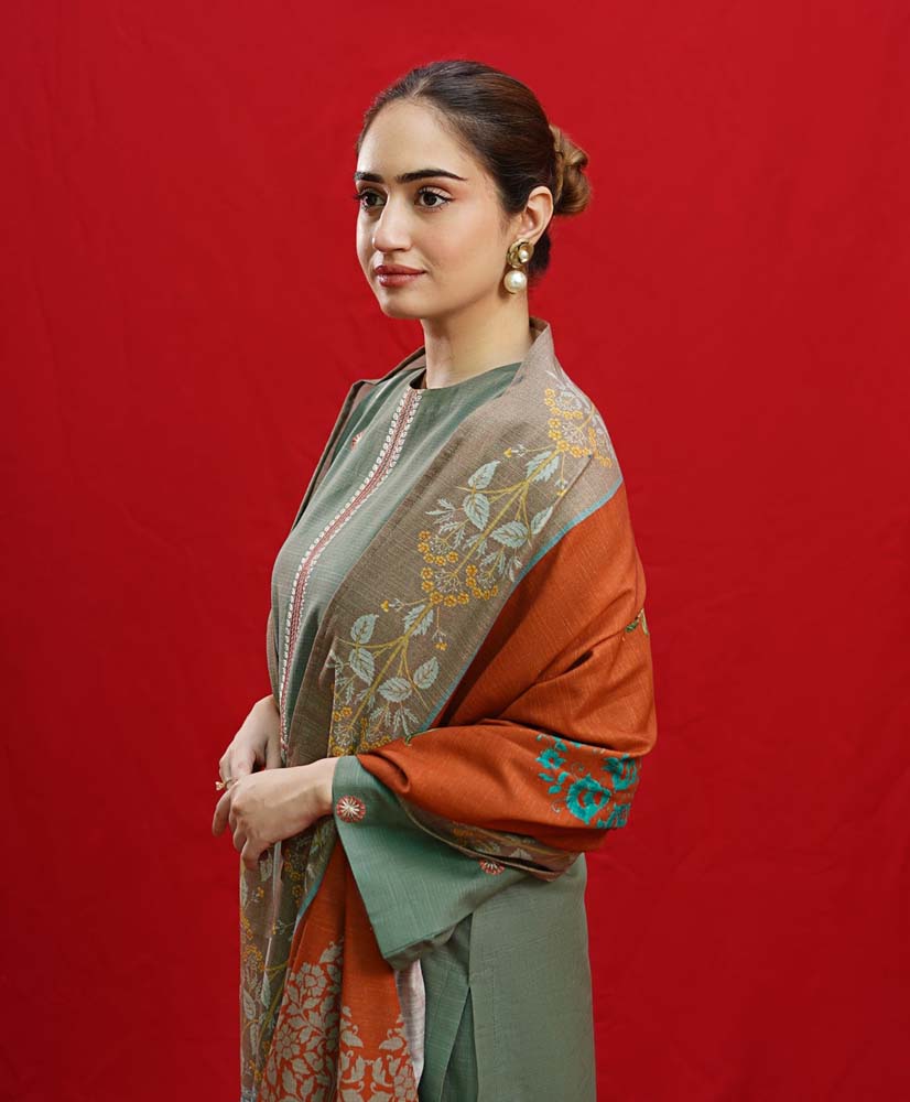 DHANAK 3PC EMBROIDERED UNSTITCHED DRESS BN11101